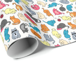 Papel De Presente Gatos de Cartoon de Hipster legal com Encerramento