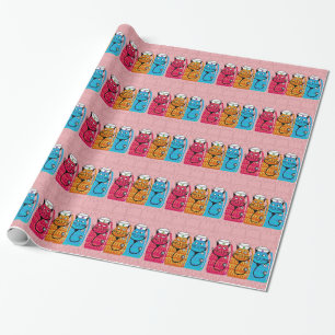 Papel De Presente Gatos De Enfermeiro Quebra-Quebra Rosa
