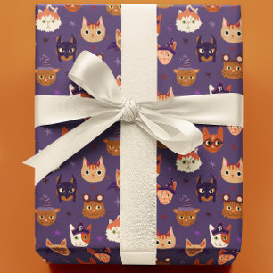 Papel De Presente Gatos de Halloween em Figurino