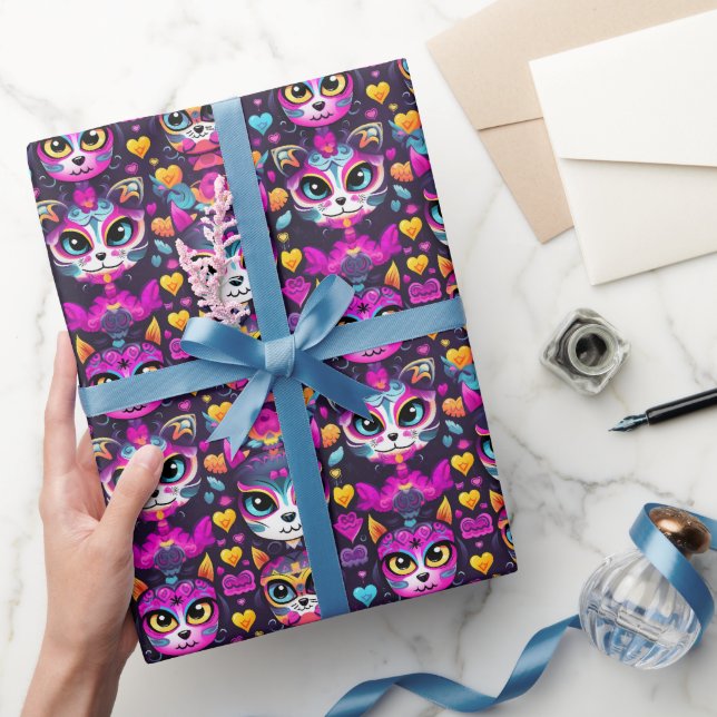 Papel De Presente 😻 Gatos de Muertos Fiesta (Presentear)