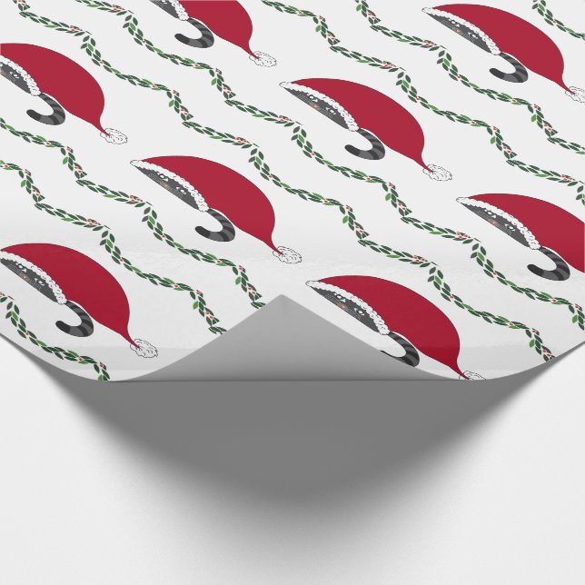 Papel De Presente Gatos de Natal e Grinalda (Ponta)
