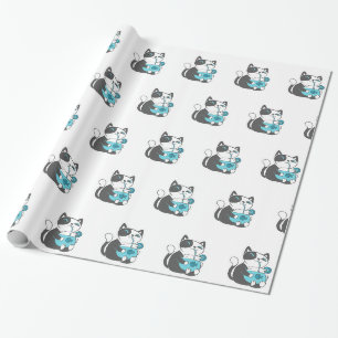 Papel De Presente Gatos de palha - Escolher cor de fundo