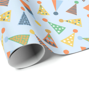 Papel De Presente Gatos de partículas coráveis em azul claro