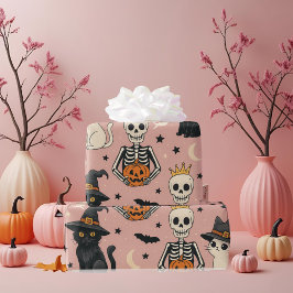Papel De Presente Gatos de Princesa e Halloween, de Pele Rosa, Bonit