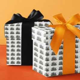 Papel De Presente Gatos de Testemunha de Cores Molhosos Pumpkins Hal