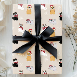 Papel De Presente Gatos do Papai Noel Adoráveis Gatinho de Estimação
