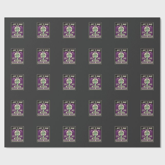 Papel De Presente Gatos E Filmes De Terror Design De Halloween (Aberto)
