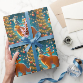 Papel De Presente Gatos Em Cachorro Para Decorar A Árvore De Natal