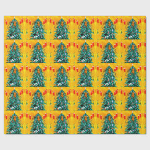 Papel De Presente Gatos engraçados de Natal Árvore Creationarts