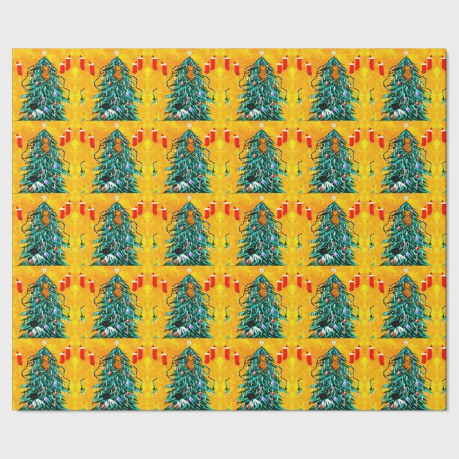 Papel De Presente Gatos engraçados de Natal Árvore Creationarts (Barra)