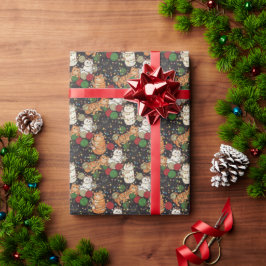 Papel De Presente Gatos engraçados embrulhados em luzes de Natal