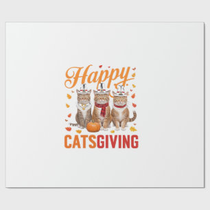Papel De Presente Gatos Felizes no Dia de Ação de Graças dos Gatos n