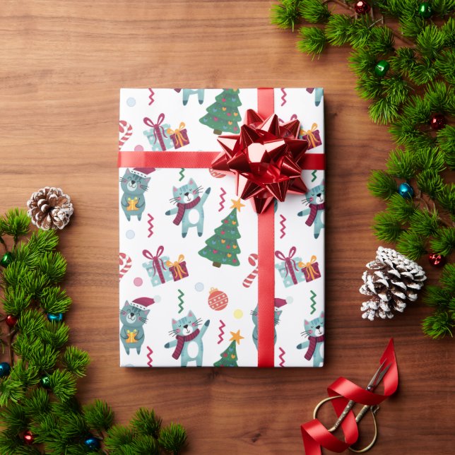 Papel De Presente Gatos Fofos E Natal (Presente de Natal)