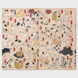 Papel De Presente Gatos japoneses por Utagawa Kuniyoshi