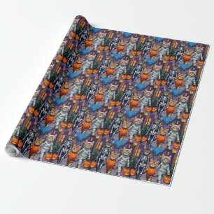 Papel De Presente Gatos Maine Coon Fazendo Doce ou Travessura no Hal