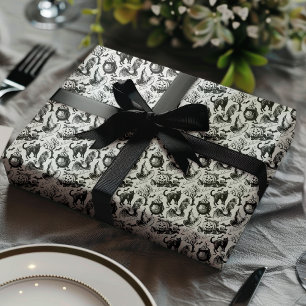 Papel De Presente Gatos Negros, Morcegos e Abóboras no Halloween