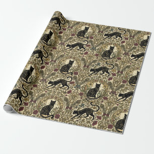 Papel De Presente Gatos pretos Art Nouveau