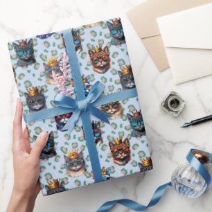 Papel De Presente Gatos Reais Adoráveis Fofos Padrão Repetitivo