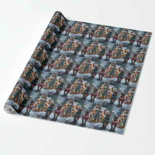 Papel De Presente Gatos Siameses Natal Neve Férias