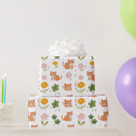 Papel De Presente Gatos Sortudos e Trevos