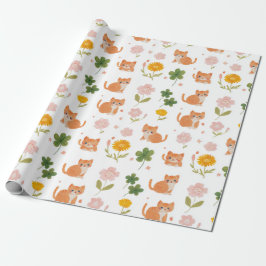 Papel De Presente Gatos Sortudos e Trevos