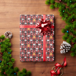 Papel De Presente Gatos Xadrez de Buffalo Aconchegantes Natal Vermel