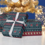 Papel De Presente Gaudy Ugly Christmas Sweater Design<br><div class="desc">Faça seus presentes de Natal o centro da atenção com este papel de molho de Design de doce de Natal brilhante! Com uma mistura divertida e desajeitada de padrões vermelhos, verdes, azuis e brancos, este papel de embrulho traz o barulhento e divertido charme de suéteres de Natal feios para a...</div>