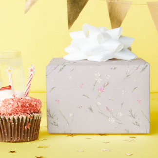 Papel De Presente Gaura Floral Aguarela Rosa Suave