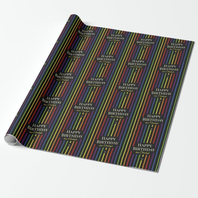 Papel De Presente Gay do arco-íris queque aniversário lgbtq (Desenrolado)