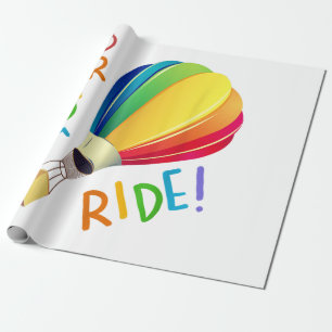 Papel De Presente Gay engraçados do Balão de Ar Quente do Arco-Íris