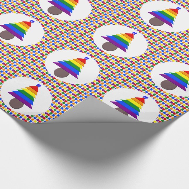 Papel De Presente Gay Men Árvore de Natal Arco-Íris e Presentes (Ponta)