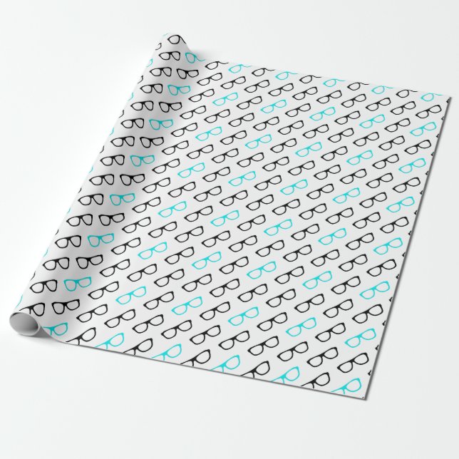 Papel De Presente geek azul de óculos geeks (Desenrolado)