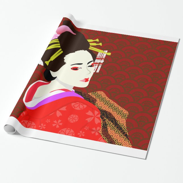 Papel De Presente Geisha Japanese style (Desenrolado)