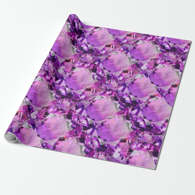 PAPEL DE PRESENTE GEMA AMETHYST ROXA BIRTHSTONE DE FEVEREIRO DO (Desenrolado)