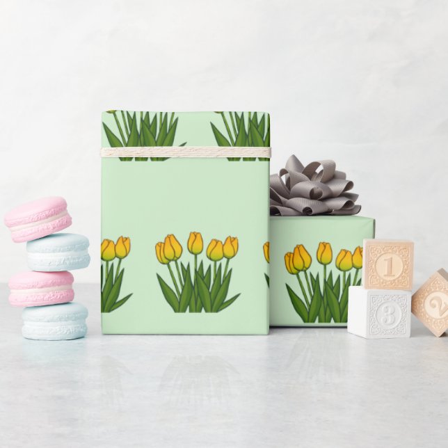 Papel De Presente Gêmeas Florais Amarelas no Blogue (Chá de bebê)