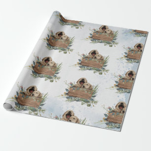 Papel De Presente Gêmeos Aquarela Cuppies Bebê