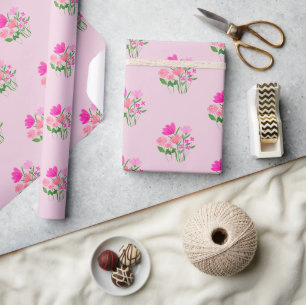 Papel De Presente Gêmeos Primavera cor-de-rosa na alegria do sangue