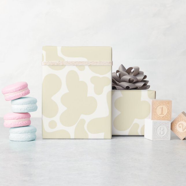Papel De Presente Gender Neutral Gift Wrap | Beige Cow Print (Chá de bebê)