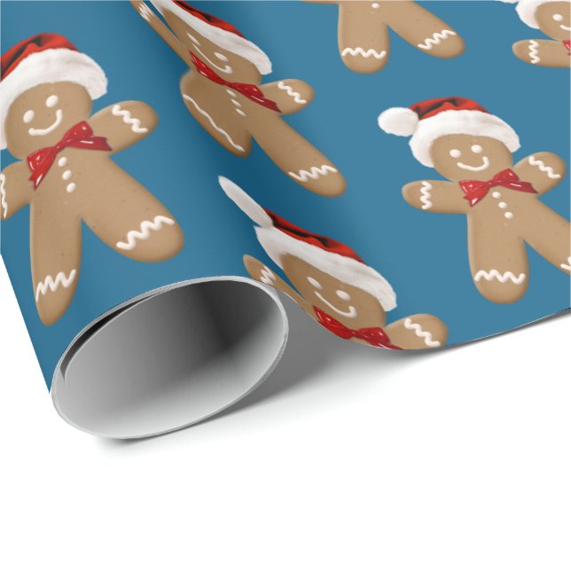 Papel De Presente gengibre bonito com chapéu de Papai Noel (Ponta do rolo)