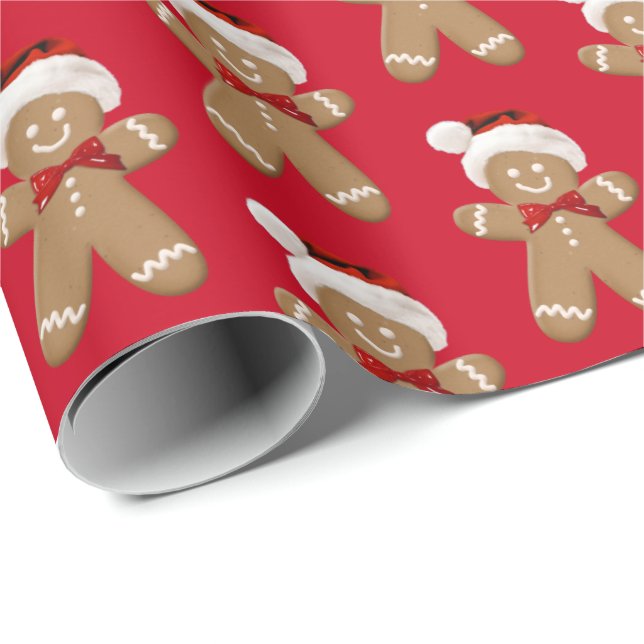 Papel De Presente gengibre bonito com chapéu de Papai Noel (Ponta do rolo)