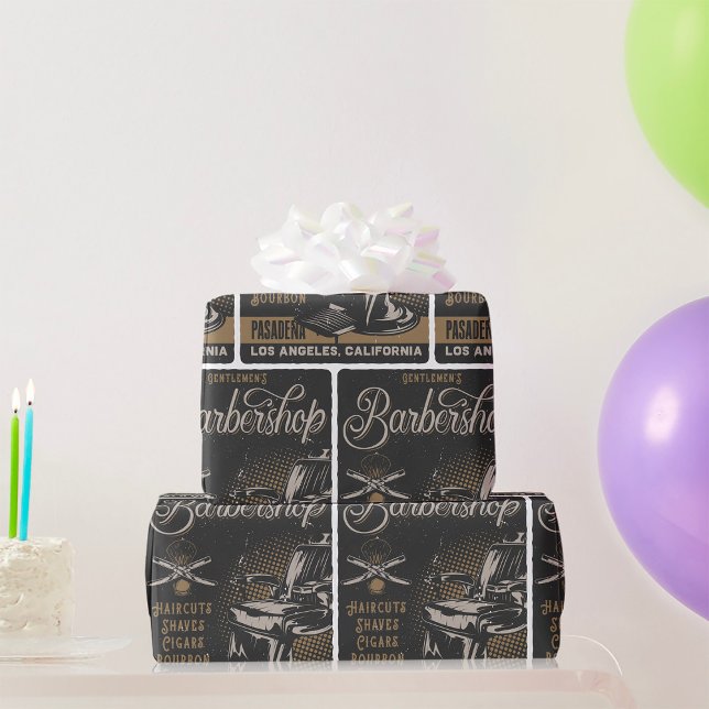 Papel De Presente Gentlemen’s Barbershop Retro Haircuts Shaves (Criador carregado)