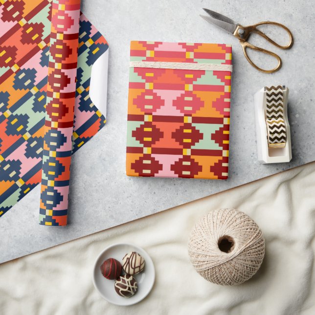 Papel De Presente Geometria Boho Moderna (Artesanato)