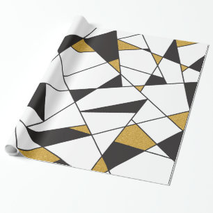 Papel De Presente Geometria da arte moderna - preta e branco com