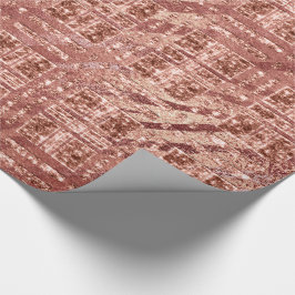 Papel De Presente Geometria Rosa de Cobre Dourada Pessegueira Zebra