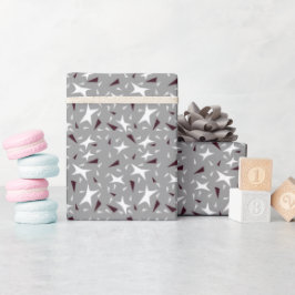 Papel De Presente Geometria Sutil: Estrelas & Triângulos – Cinza