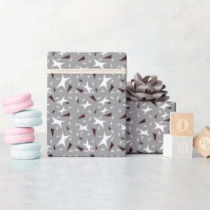 Papel De Presente Geometria Sutil: Estrelas & Triângulos – Cinza