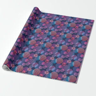 Papel De Presente Geometria Tropical: Design violeta e rosa noturno