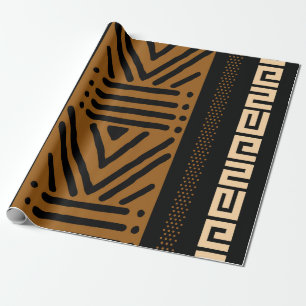 Papel De Presente Geometric African Mud Cloth Tribal Giftwrap Wrappi