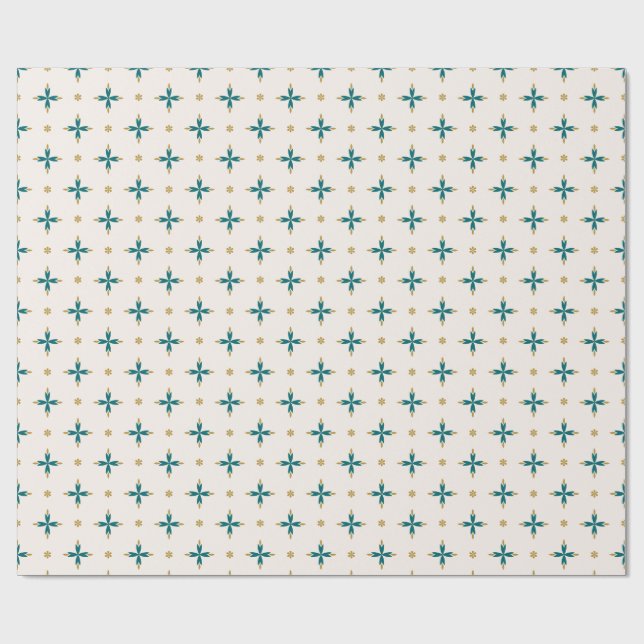 Papel De Presente Geometric Tile Gold and green Wrapping Paper (Aberto)