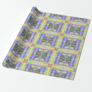 Papel De Presente Geométrica Azul-Verde Amarelo